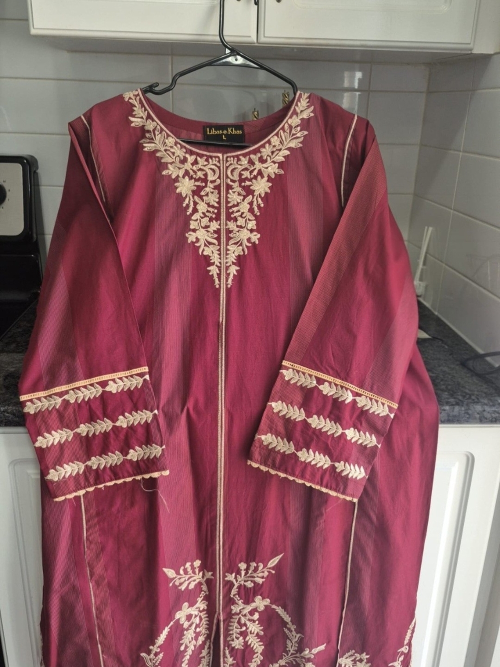 Maroon Embroidered Kurta